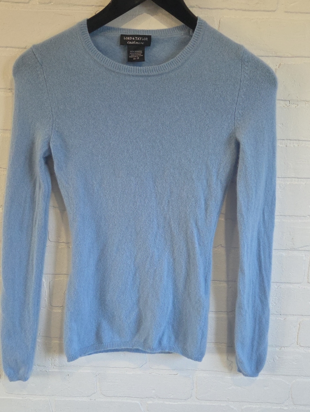 Lord & Taylor Light Blue Cashmere Crewneck Sweater